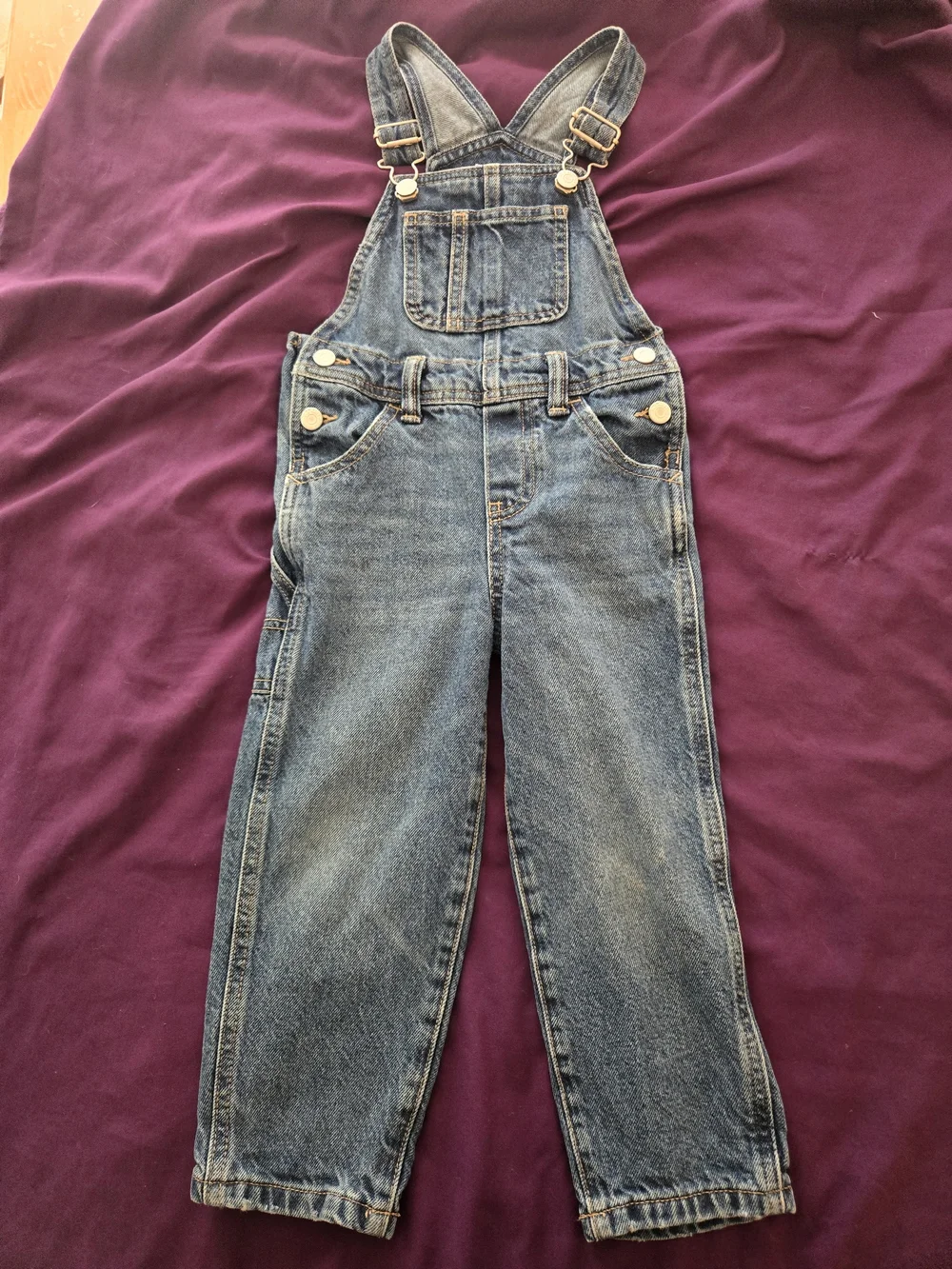 Old Navy Blue Denim Women's Overalls with Brass Hardware
